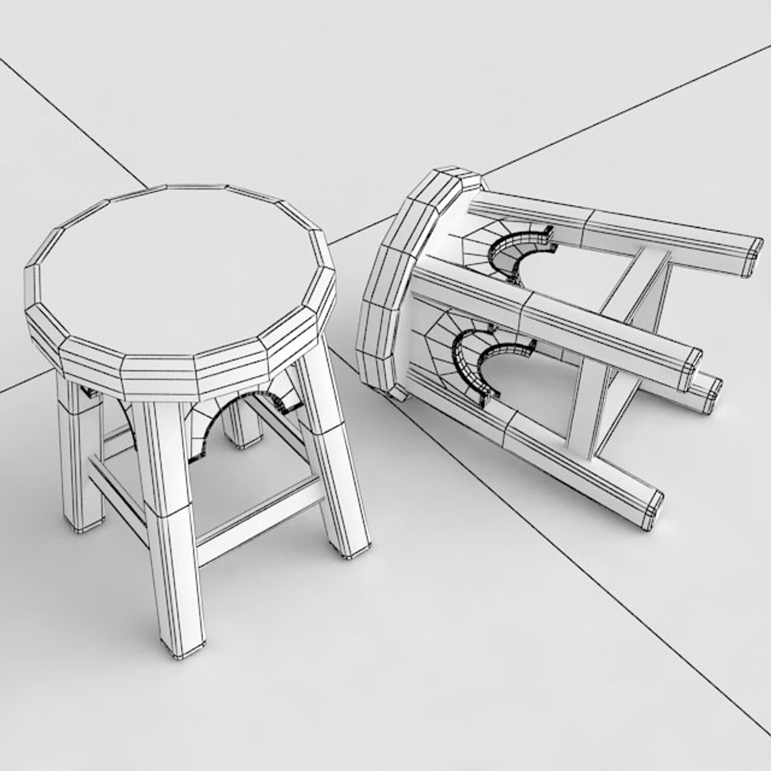 wooden stool wood 3d max