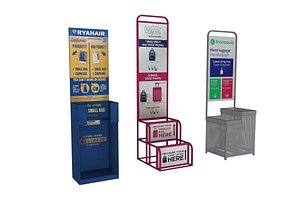3D model European Airport Low cost bag size stand - Low Poly
