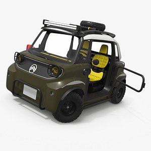 Citroen Ami Two-Seater Offroad Vehicle Khaki Rigged 3D model