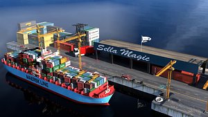 Cargo port Container Ship 3D model