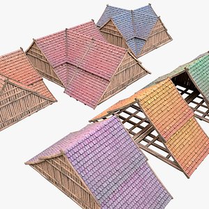 Medieval Tiled Roof for House 3D model