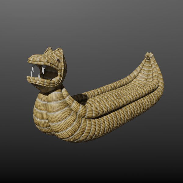 3d cattail boat - barco de totora 01 - low poly