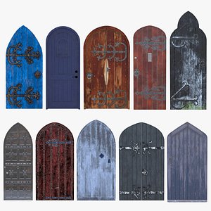 10 Castle Doors Low Poly Collection