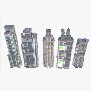 3D Sci-Fi Futuristic Cyberpunk Sci Fi City Building Skyscraper 78 model