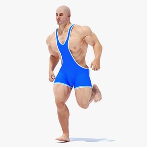 3D model Bodybuilder in Blue Leotard Rigged