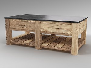 Pottery Barn Parker 50inch Reclaimed Wood Coffee Table 3D model