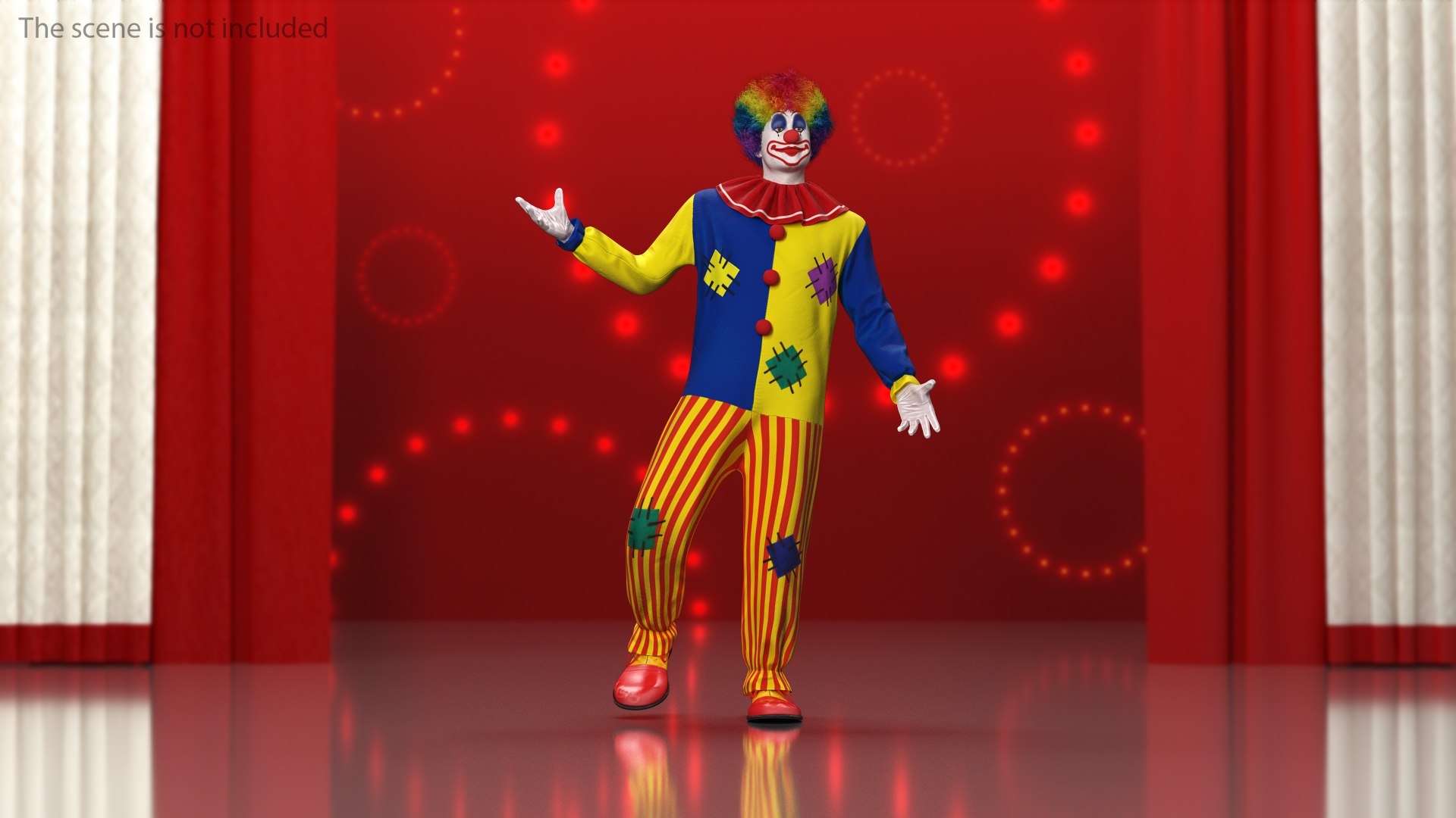 Adult Clown Suit Standing Pose Fur 3D model preview