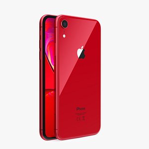 3D iphone xr red mobile phones model