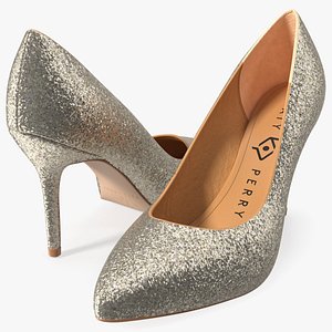 3D model Katy Perry Gold Chunky Glitter Sissy Pumps