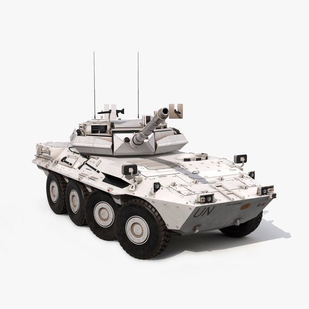 Wheeled Tank Destroyer B1 Centauro Rigged White 3D Model 3D model preview