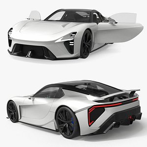 Performance Concept Sports Car Vehicle White Simplified 3D