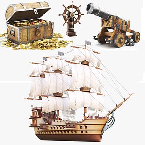 Detailed Pirates Collection With Ship model