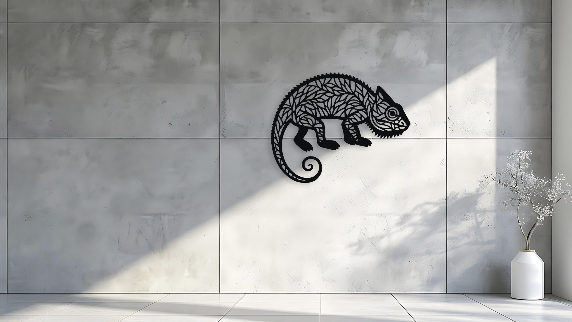 3D Model Chameleon Wall Art Mandala Stencil 3D Print Vector File ...