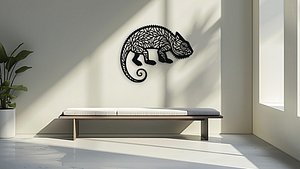 Chameleon Wall Art Mandala Stencil 3D Print Vector File