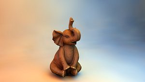wooden elephant statue 3d obj