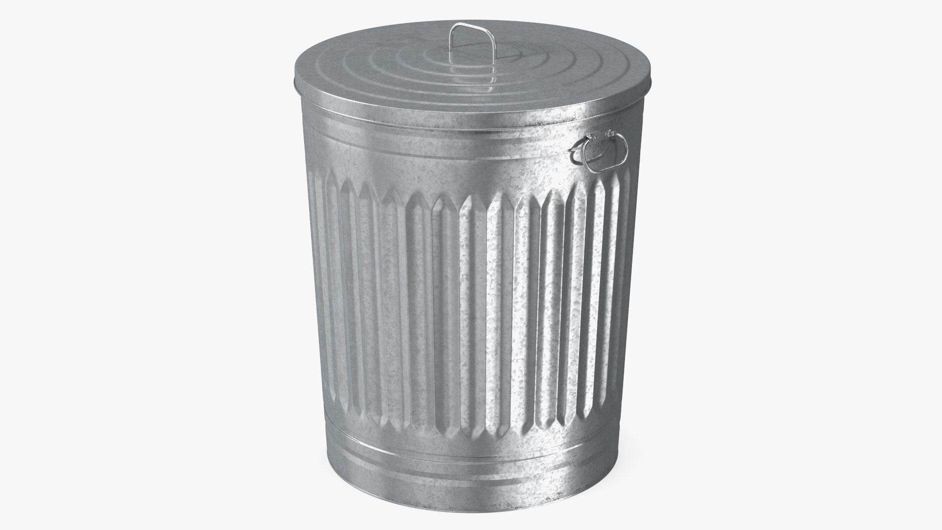 Galvanized Steel Trash Can 3D model preview