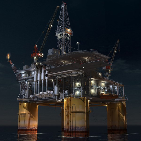 oil rig night scene max