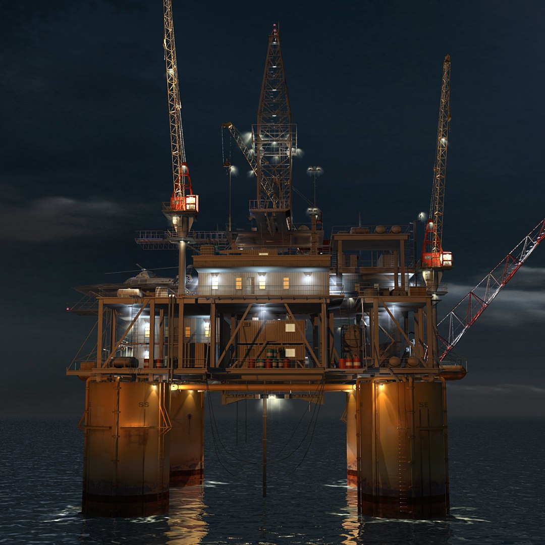 oil rig night scene max