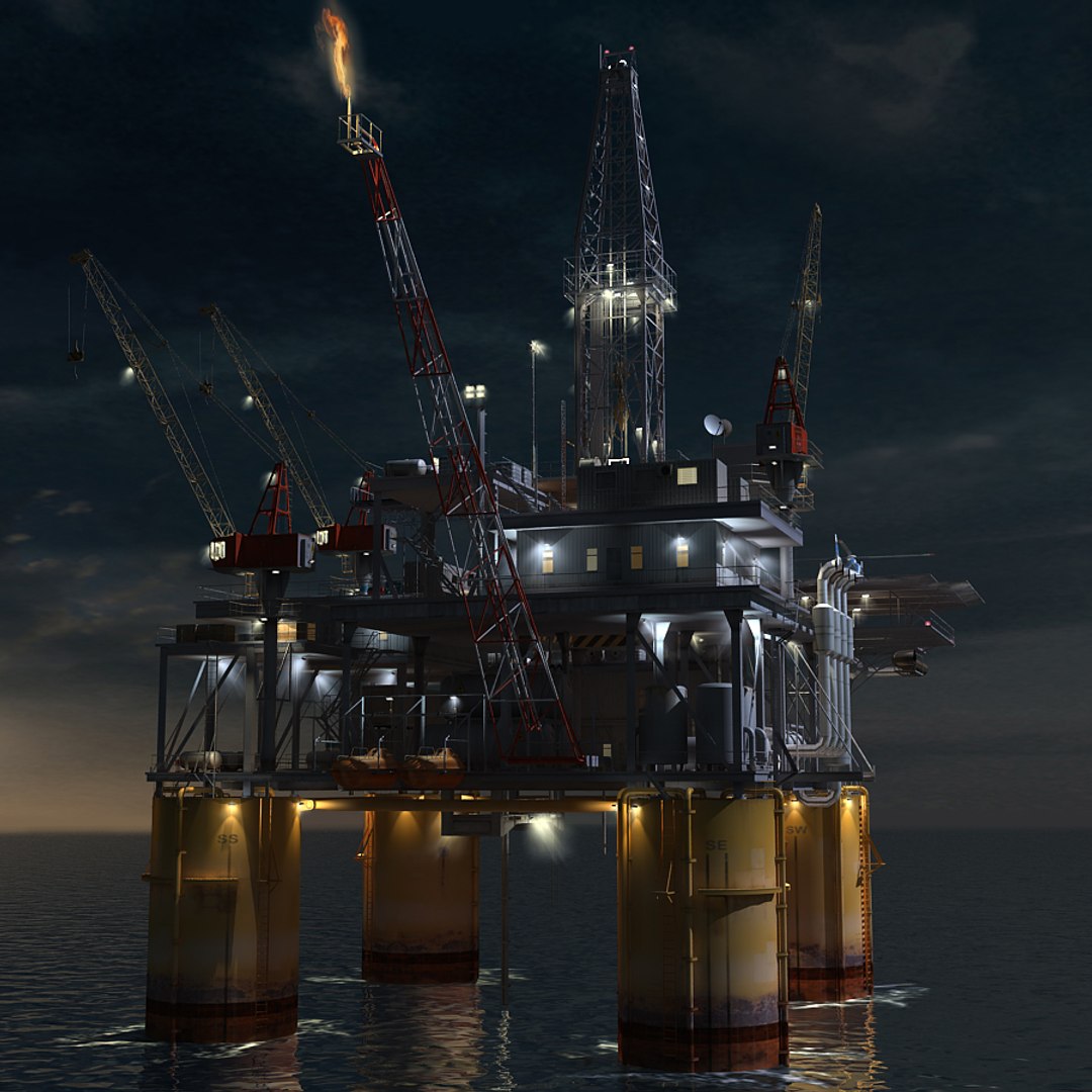 oil rig night scene max