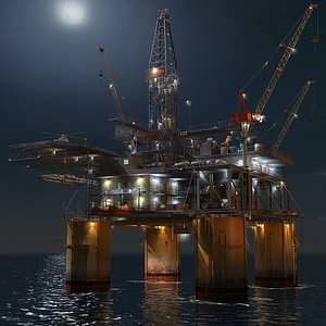 Oil Rig Night Scene