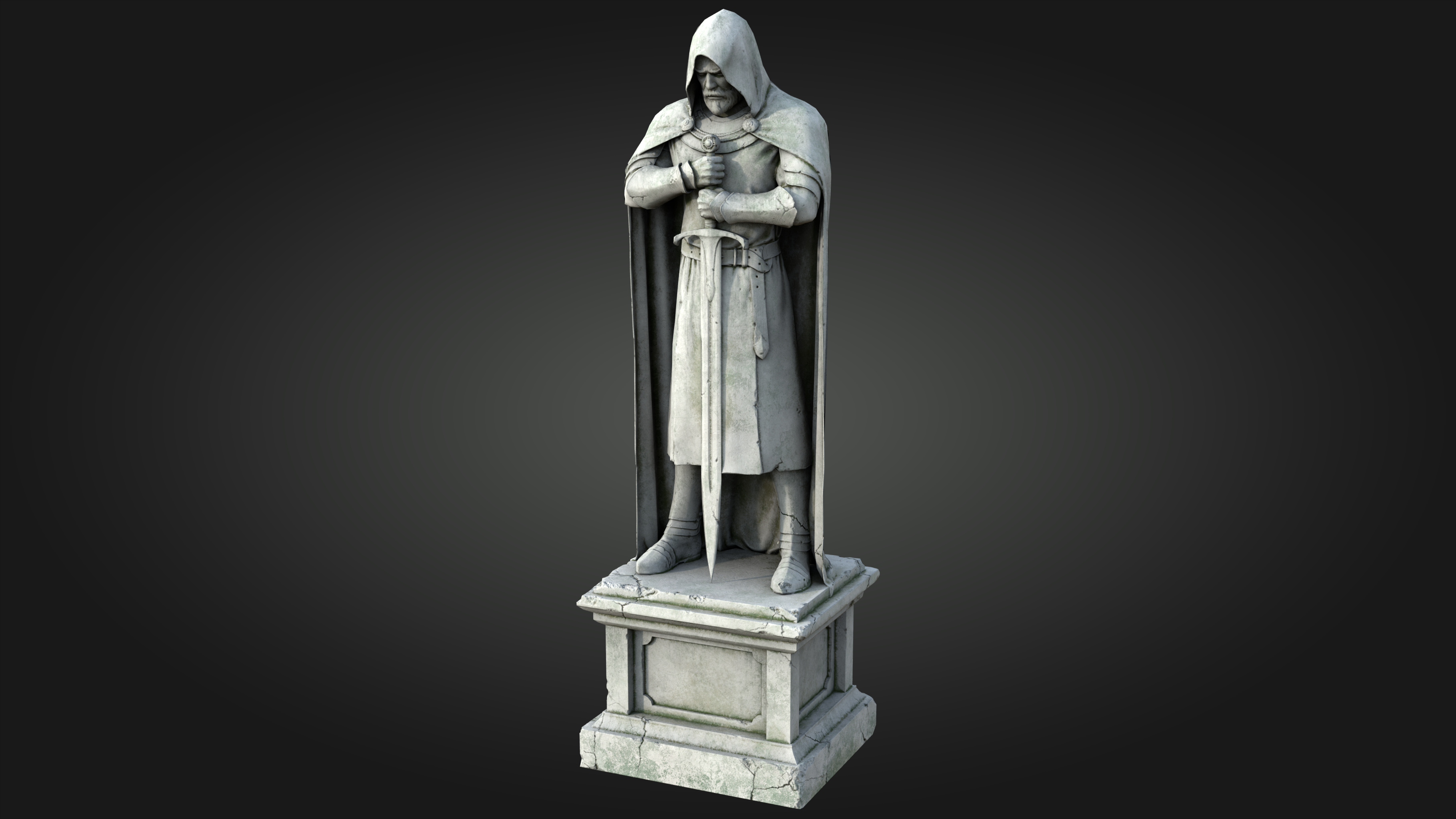 Ancient plaster statue knight 3D model TurboSquid 1710672