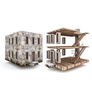 3D old stone building nterior