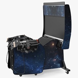 Space Arcade Game Machine Off State Rigged 3D model
