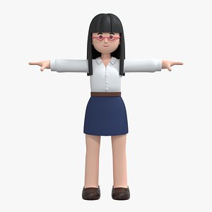 Minimal Woman Cartoon Character 01 model