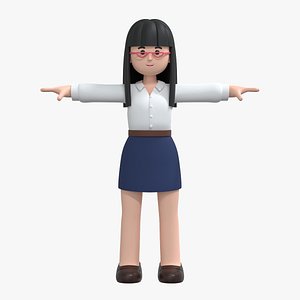 Minimal Woman Cartoon Character 01