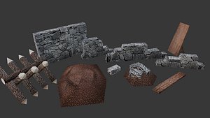 PS1 Medieval Stone Walls and Castle Barricades Pack