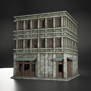 3D OLD ABANDONED POST APOCALYPSE BUILDING SURVIVAL 08 model