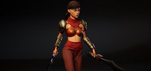 3D Female Warrior 02 model