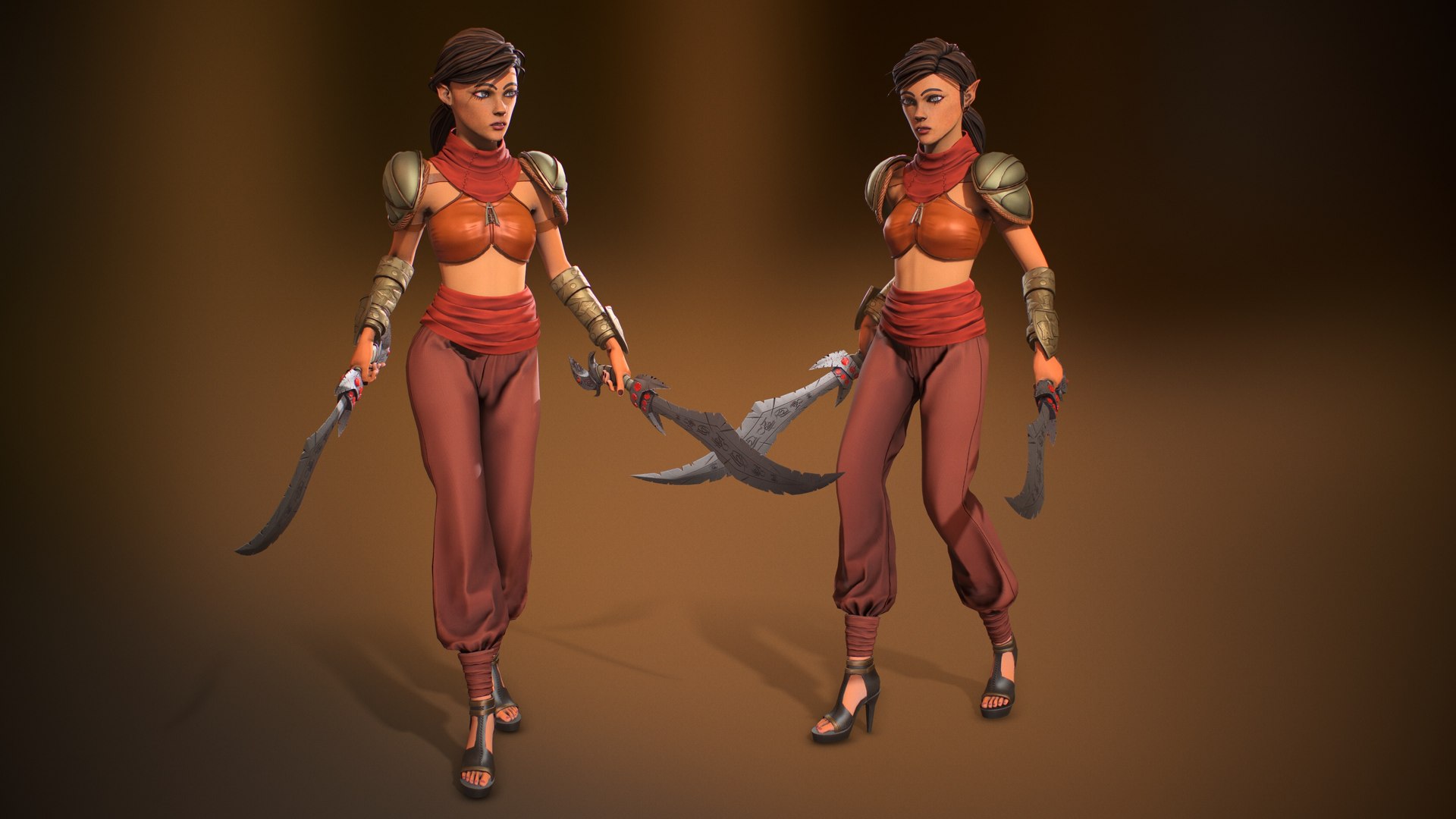 3d Female Warrior 02 Model Turbosquid 2031179