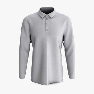 Male Polo Dropped Shoulder Traditional Buttons Collar Long Sleeve
