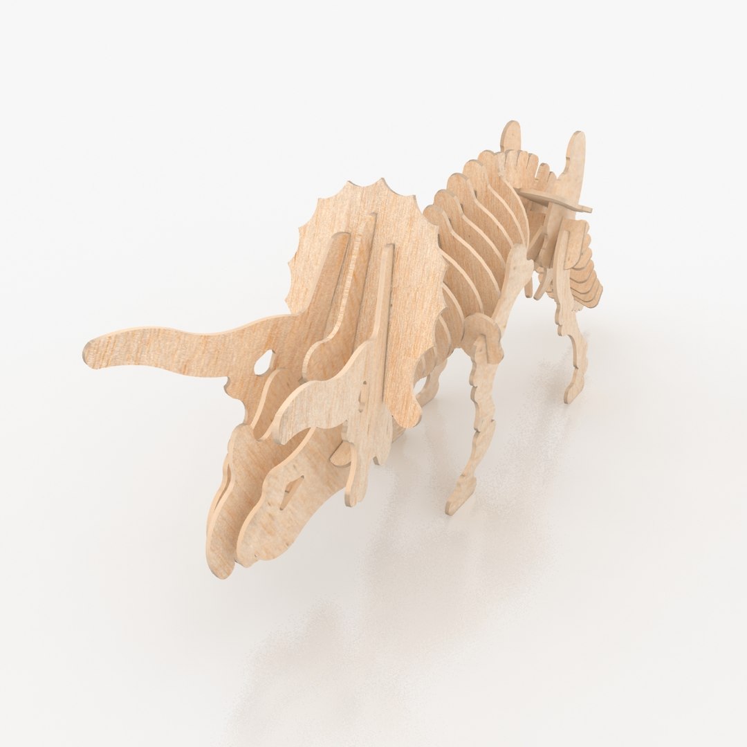 wooden puzzle dinosaur - 3d model