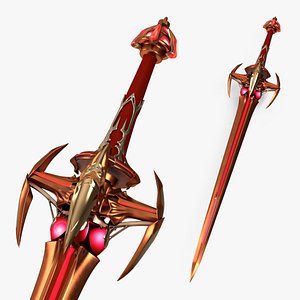 Orange Futuristic Sword with Thorns