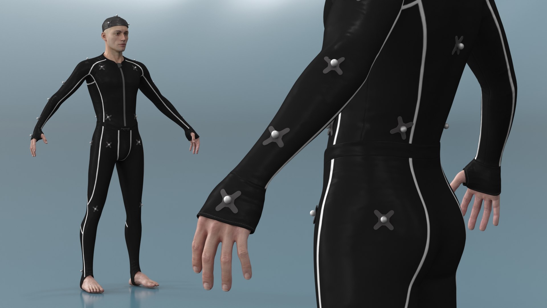 Studio Mocap Suit On Male Actor Black Model - TurboSquid 2450110