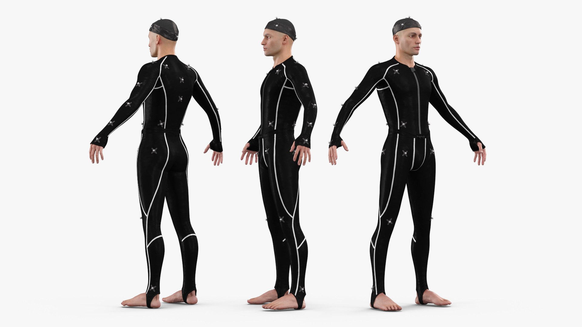 Studio Mocap Suit on Male Actor Black 3D model preview