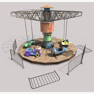 3D model Carousel In Abandoned Amusement Park