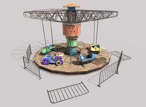 3D model Carousel In Abandoned Amusement Park