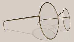 golded vintage glasses 3D model