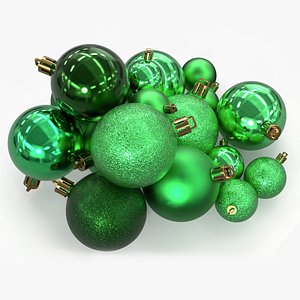 Green Christmas Balls Set 3D model