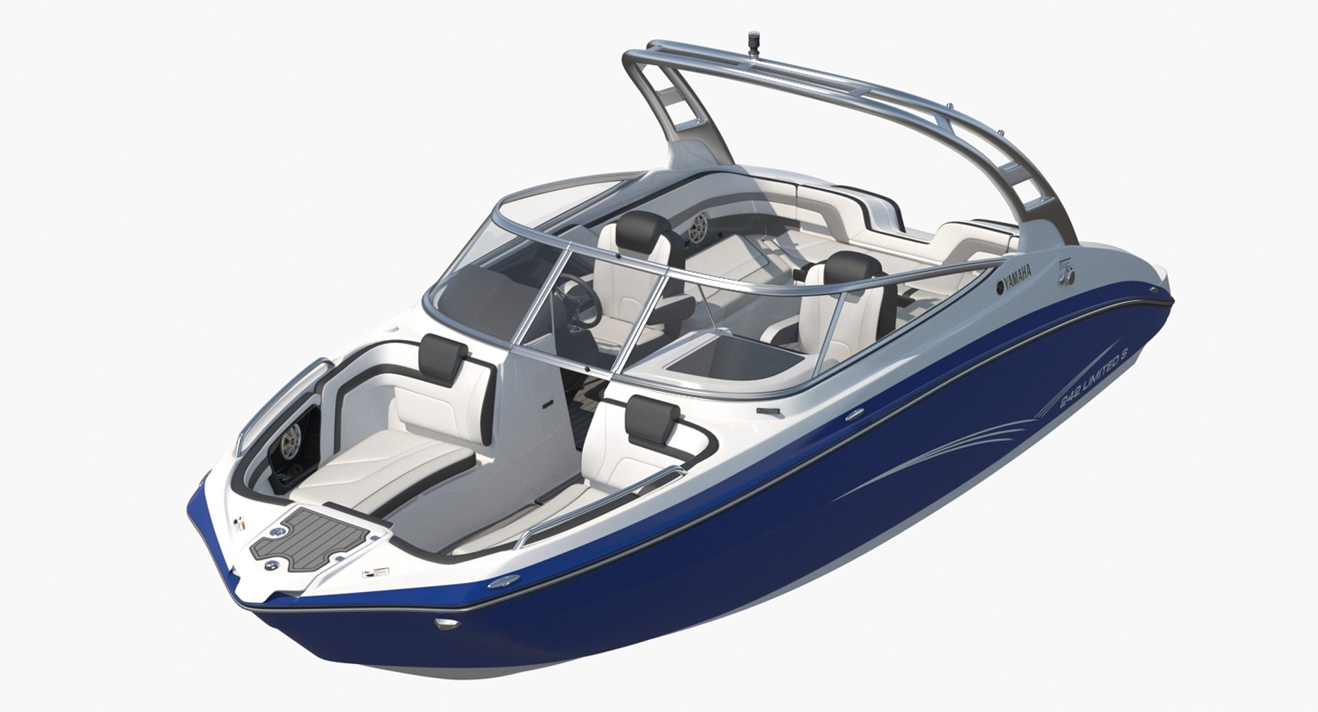 Luxury Boat Yamaha 242 Limited S Blue 3D model preview