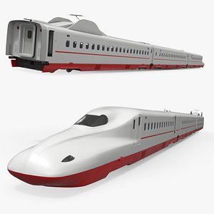 3D Modern Bullet Passenger Train with Interior Rigged