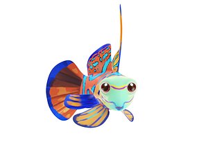 blue fish toon animation model