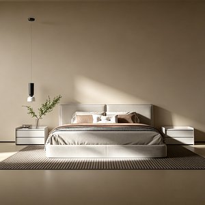 Modern Minimalist Double Bed Set Bedroom Furniture model