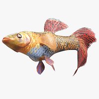 Guppy Fish Red Snake Rigged for Cinema 4D