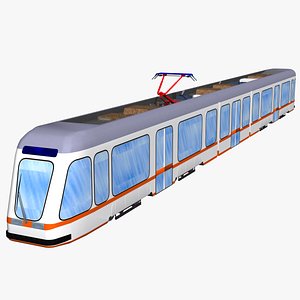 tram - light rail - futuristic low-floor 3-segment tram 3D model