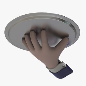 Hand Holding Serving Tray 3D