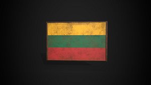 Old Picture Frame With Lithuania  Flag - Game Ready PBR Low-poly 3D Model 3D model